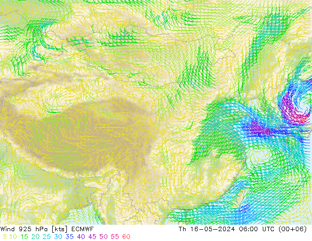 风 925 hPa ECMWF 星期四 16.05.2024 06 UTC