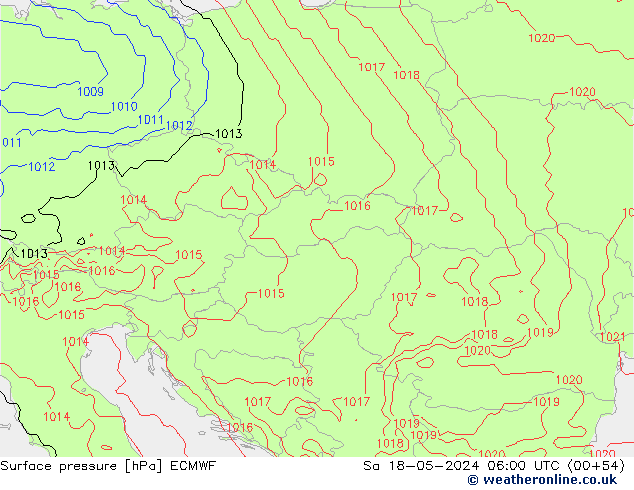 pressão do solo ECMWF Sáb 18.05.2024 06 UTC