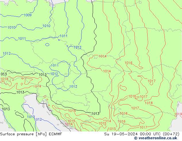 Surface pressure ECMWF Su 19.05.2024 00 UTC