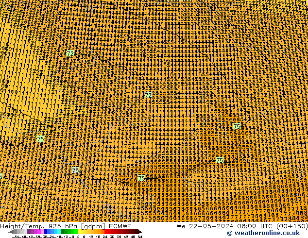 Height/Temp. 925 гПа ECMWF ср 22.05.2024 06 UTC