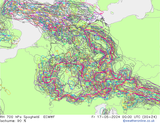 700 hPa Nispi Nem Spaghetti ECMWF Cu 17.05.2024 00 UTC