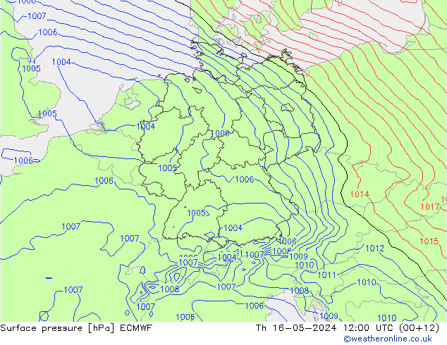 地面气压 ECMWF 星期四 16.05.2024 12 UTC