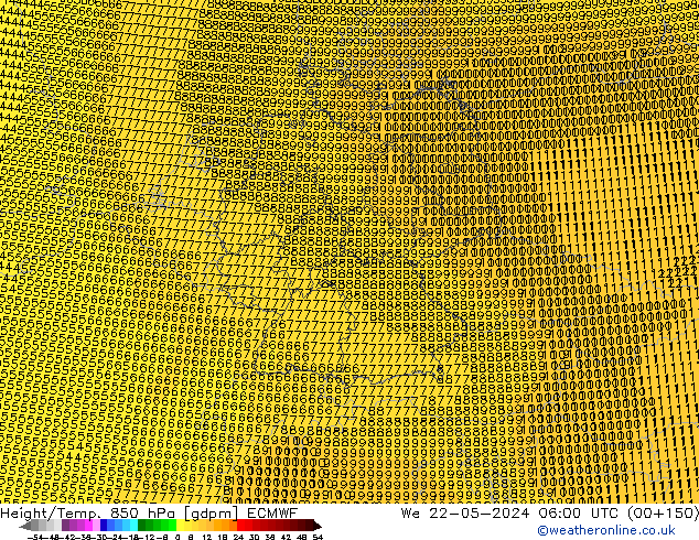 Height/Temp. 850 hPa ECMWF We 22.05.2024 06 UTC