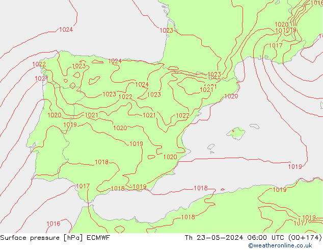 приземное давление ECMWF чт 23.05.2024 06 UTC