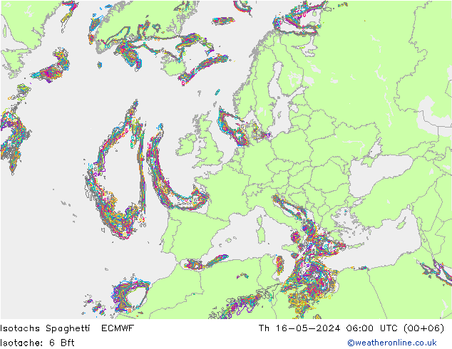 Isotachs Spaghetti ECMWF Th 16.05.2024 06 UTC