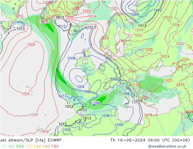 Polarjet/Bodendruck ECMWF Do 16.05.2024 06 UTC