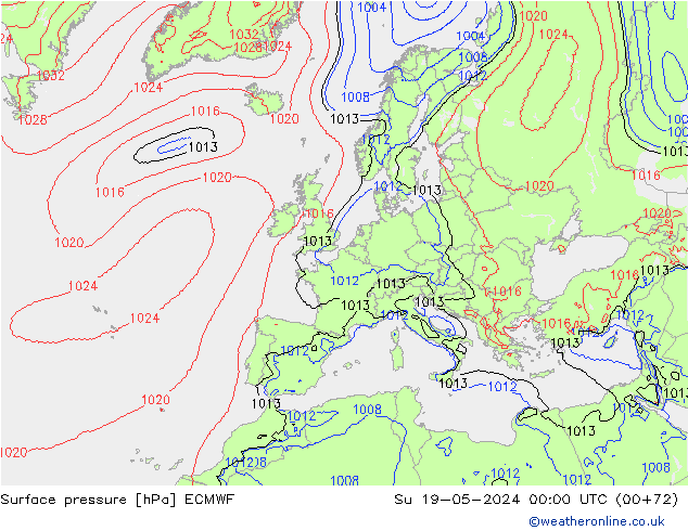 Bodendruck ECMWF So 19.05.2024 00 UTC