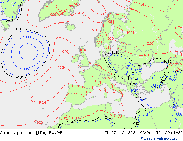 Surface pressure ECMWF Th 23.05.2024 00 UTC