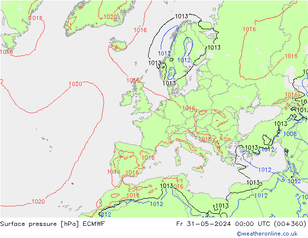 pressão do solo ECMWF Sex 31.05.2024 00 UTC