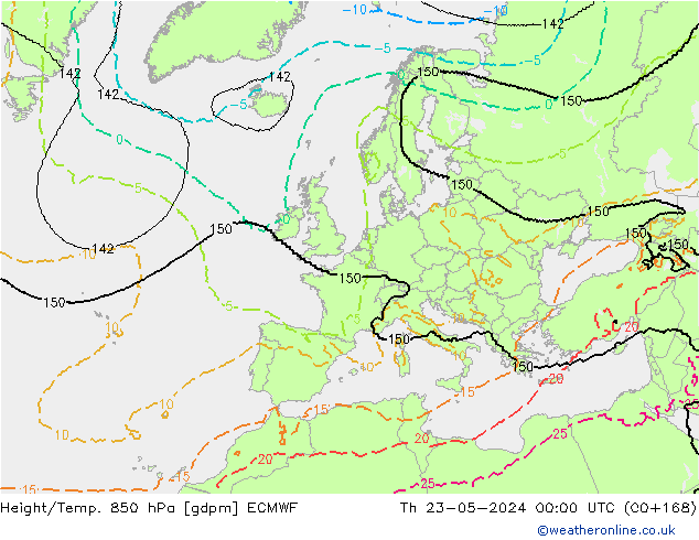 Height/Temp. 850 hPa ECMWF  23.05.2024 00 UTC