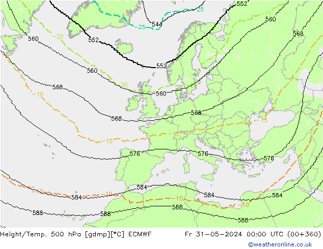 Height/Temp. 500 hPa ECMWF 星期五 31.05.2024 00 UTC