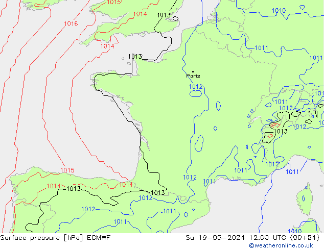 pression de l'air ECMWF dim 19.05.2024 12 UTC