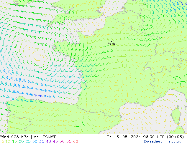Rüzgar 925 hPa ECMWF Per 16.05.2024 06 UTC