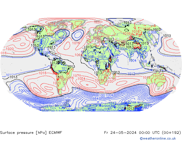 Bodendruck ECMWF Fr 24.05.2024 00 UTC