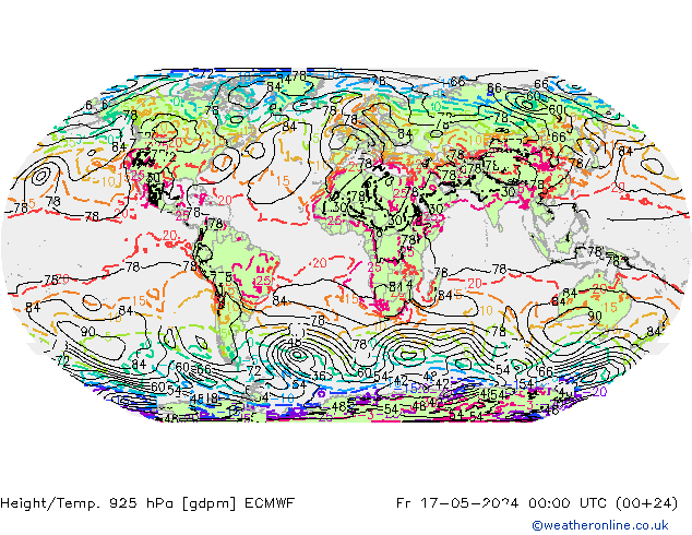 Height/Temp. 925 гПа ECMWF пт 17.05.2024 00 UTC