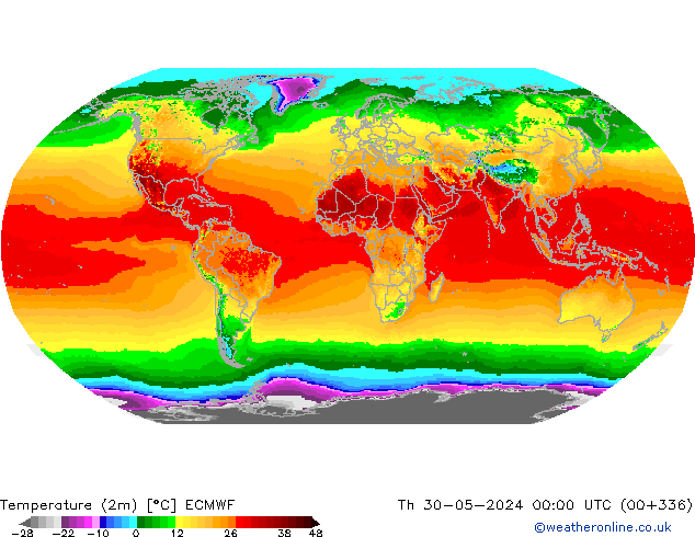 карта температуры ECMWF чт 30.05.2024 00 UTC