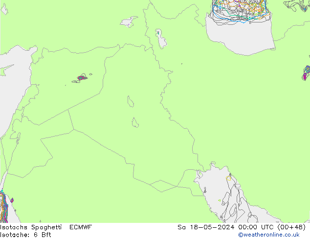 Isotachs Spaghetti ECMWF Sa 18.05.2024 00 UTC