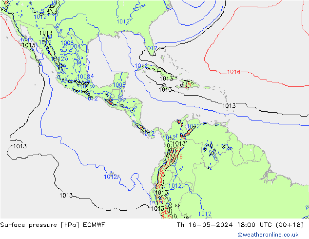 Surface pressure ECMWF Th 16.05.2024 18 UTC