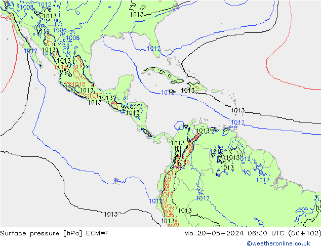 приземное давление ECMWF пн 20.05.2024 06 UTC