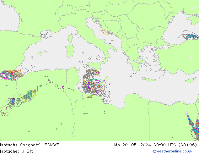 Isotachs Spaghetti ECMWF пн 20.05.2024 00 UTC
