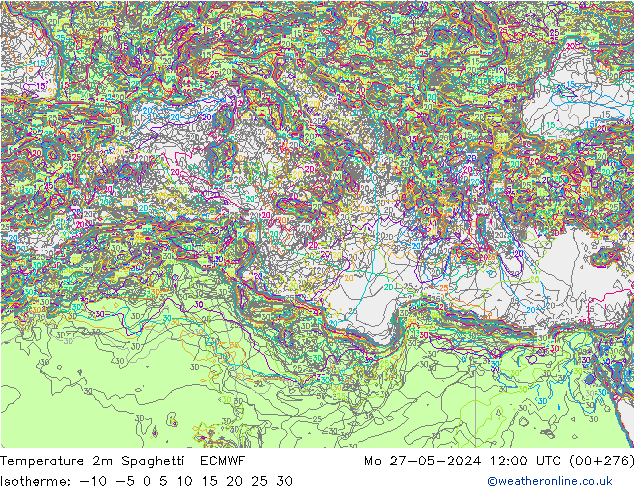 Sıcaklık Haritası 2m Spaghetti ECMWF Pzt 27.05.2024 12 UTC