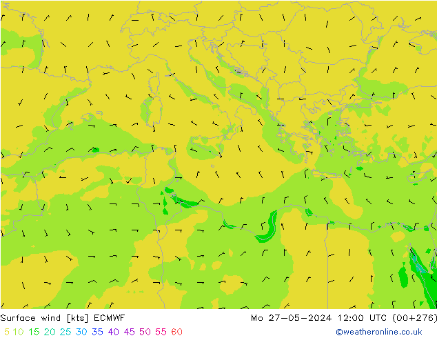 Rüzgar 10 m ECMWF Pzt 27.05.2024 12 UTC