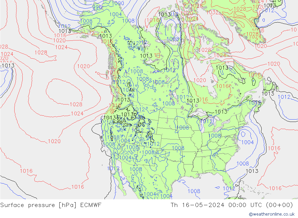 приземное давление ECMWF чт 16.05.2024 00 UTC