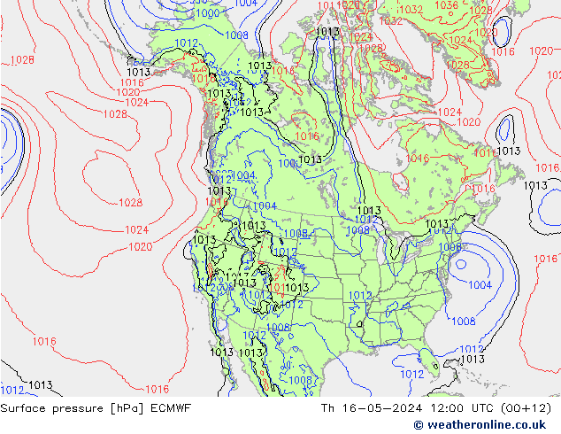 Presión superficial ECMWF jue 16.05.2024 12 UTC