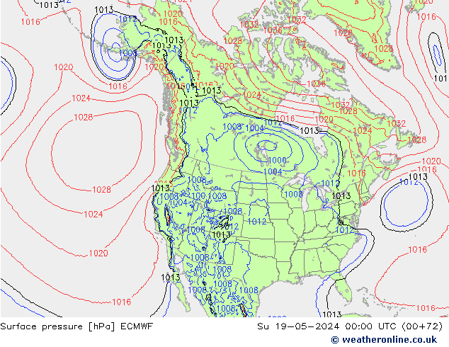 Atmosférický tlak ECMWF Ne 19.05.2024 00 UTC