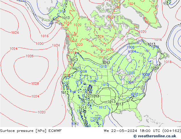 Surface pressure ECMWF We 22.05.2024 18 UTC