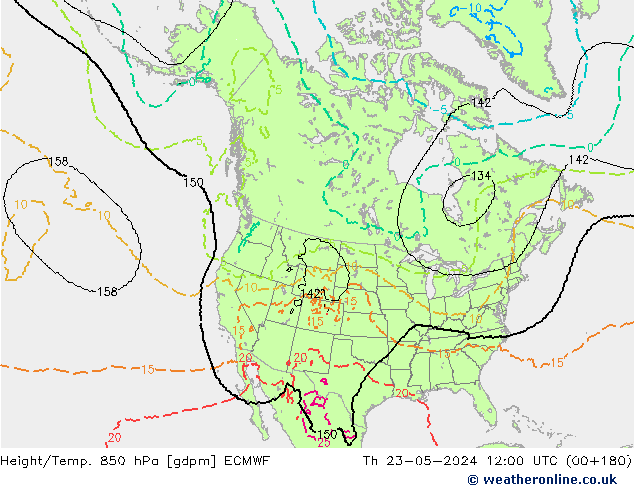 Hoogte/Temp. 850 hPa ECMWF do 23.05.2024 12 UTC