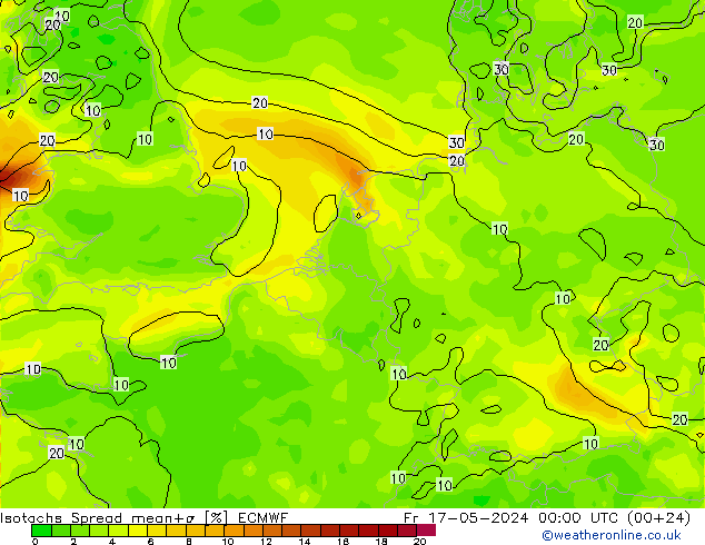 Isotachs Spread ECMWF Fr 17.05.2024 00 UTC