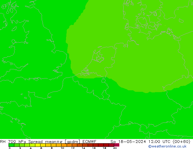 RH 700 hPa Spread ECMWF Sa 18.05.2024 12 UTC