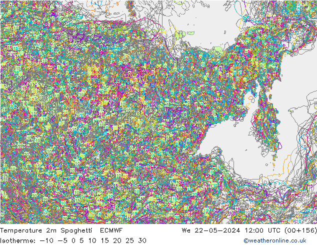 Sıcaklık Haritası 2m Spaghetti ECMWF Çar 22.05.2024 12 UTC