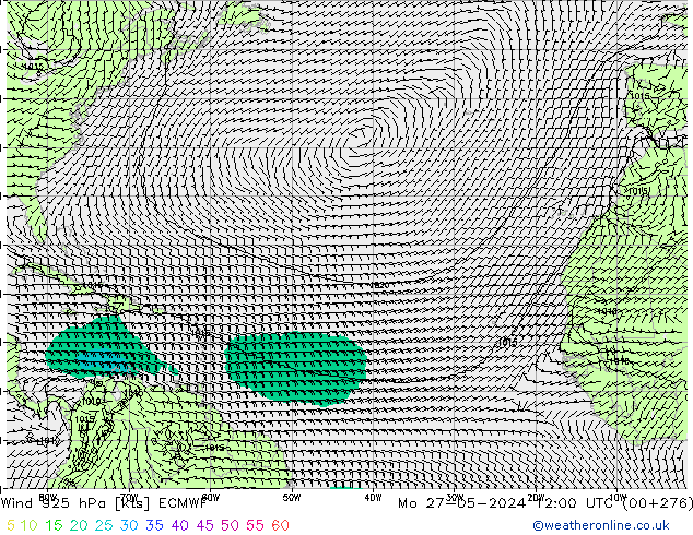 Wind 925 hPa ECMWF Po 27.05.2024 12 UTC