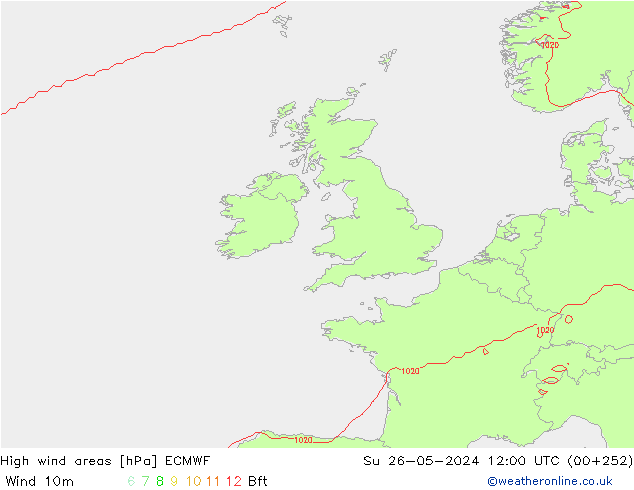 High wind areas ECMWF Вс 26.05.2024 12 UTC