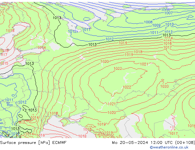 Pressione al suolo ECMWF lun 20.05.2024 12 UTC