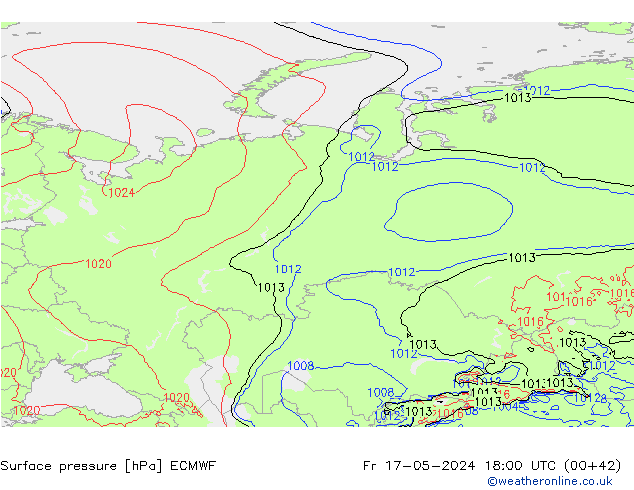 Pressione al suolo ECMWF ven 17.05.2024 18 UTC