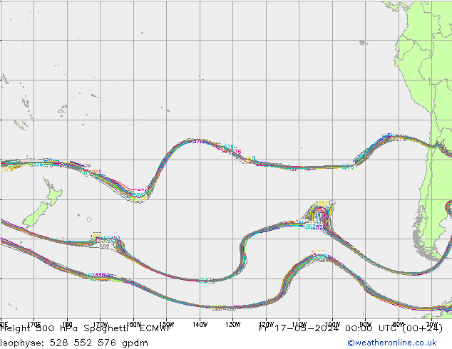 Height 500 hPa Spaghetti ECMWF  17.05.2024 00 UTC