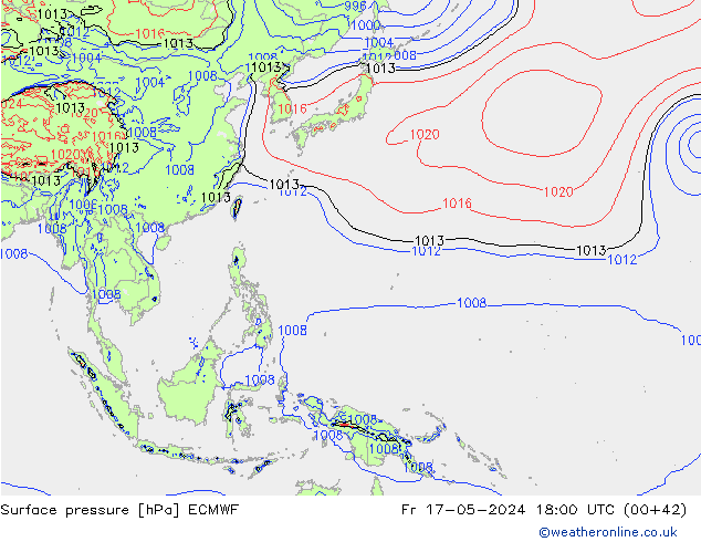 Surface pressure ECMWF Fr 17.05.2024 18 UTC