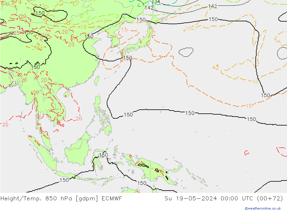 Height/Temp. 850 hPa ECMWF Su 19.05.2024 00 UTC
