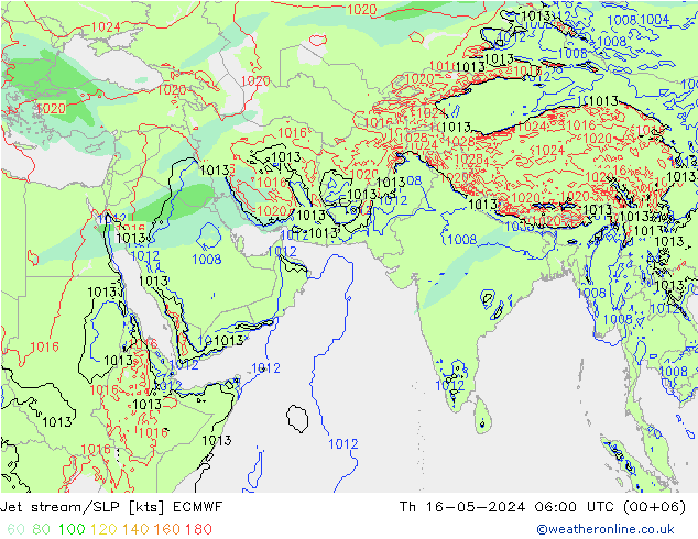 高速氣流/地面气压 ECMWF 星期四 16.05.2024 06 UTC