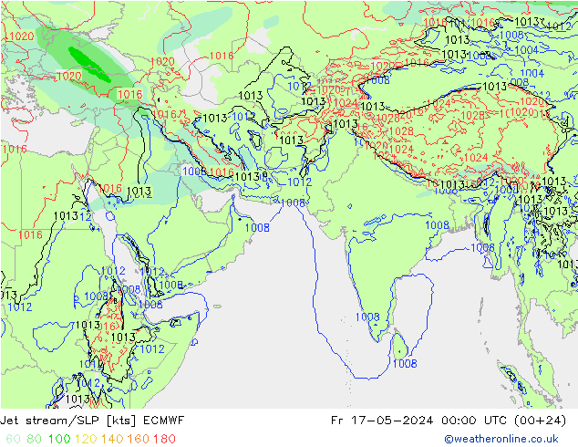 高速氣流/地面气压 ECMWF 星期五 17.05.2024 00 UTC
