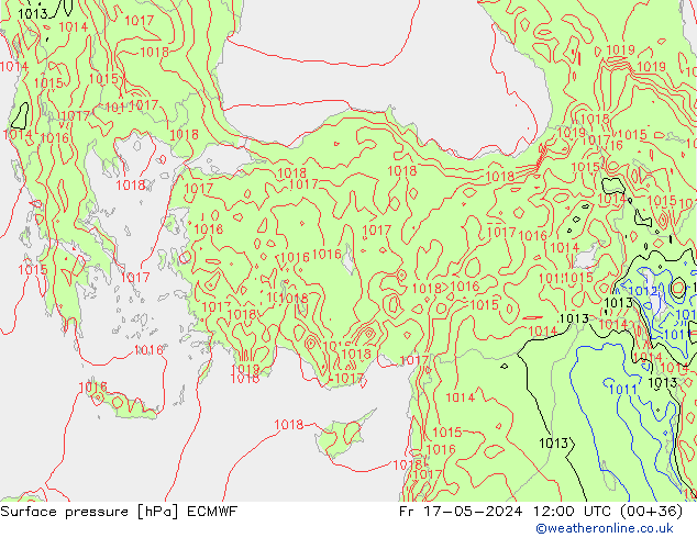Pressione al suolo ECMWF ven 17.05.2024 12 UTC