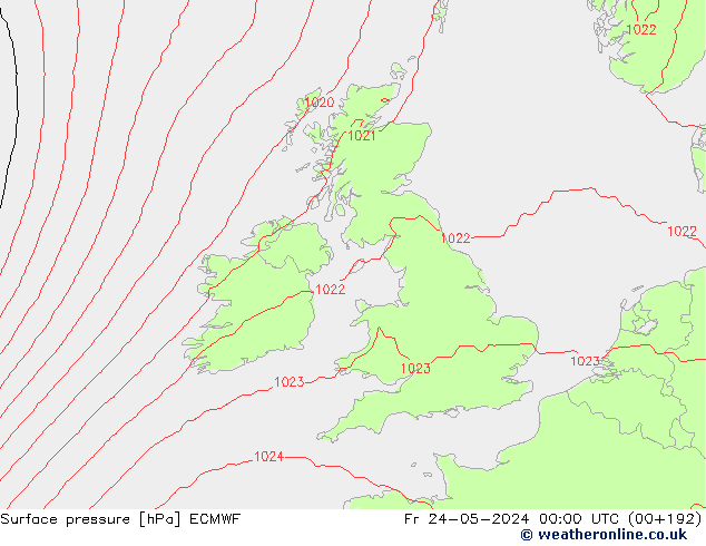 Surface pressure ECMWF Fr 24.05.2024 00 UTC