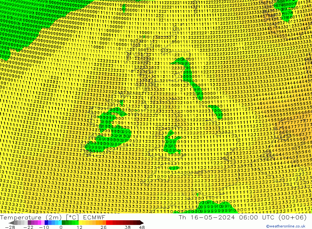 Temperature (2m) ECMWF Th 16.05.2024 06 UTC