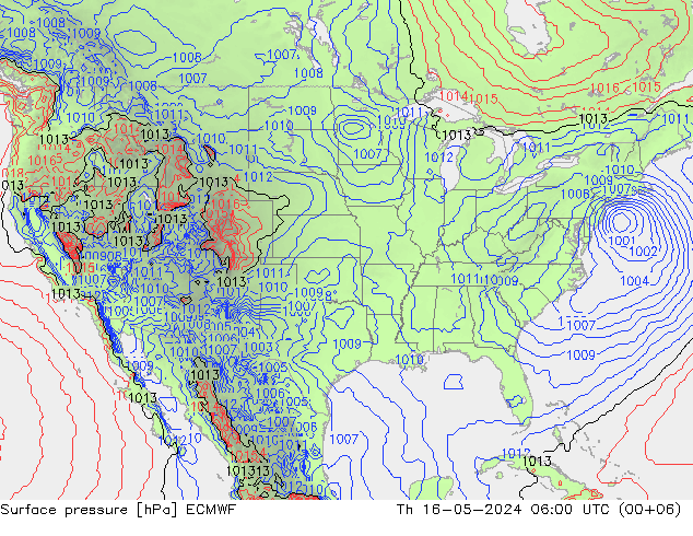 Surface pressure ECMWF Th 16.05.2024 06 UTC