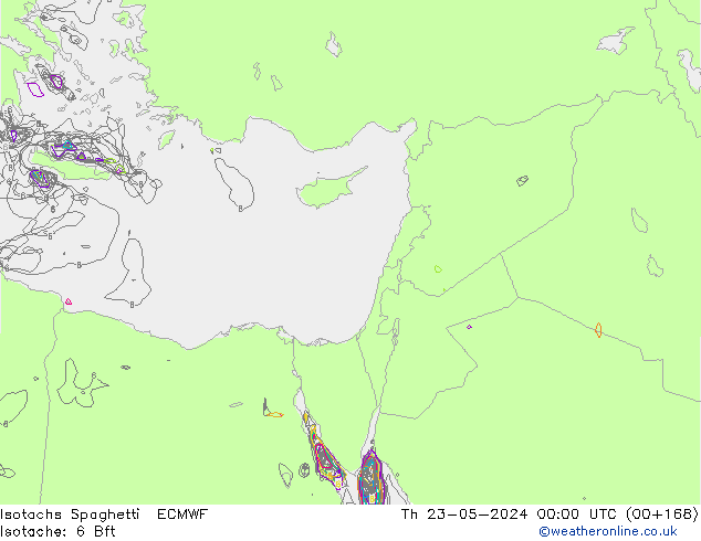 Isotachs Spaghetti ECMWF чт 23.05.2024 00 UTC
