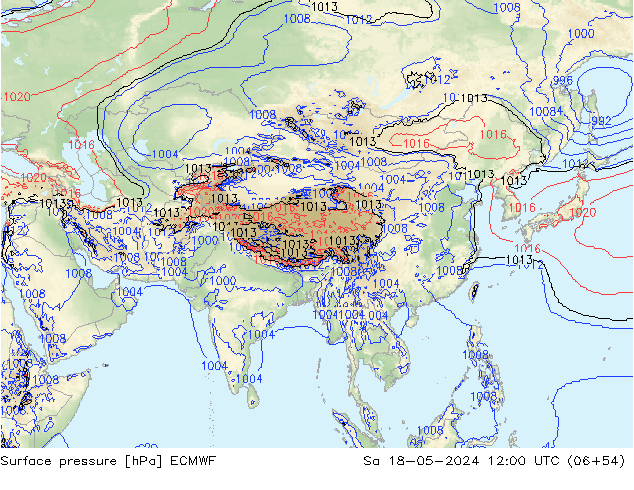 Surface pressure ECMWF Sa 18.05.2024 12 UTC