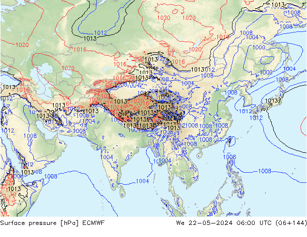 Atmosférický tlak ECMWF St 22.05.2024 06 UTC